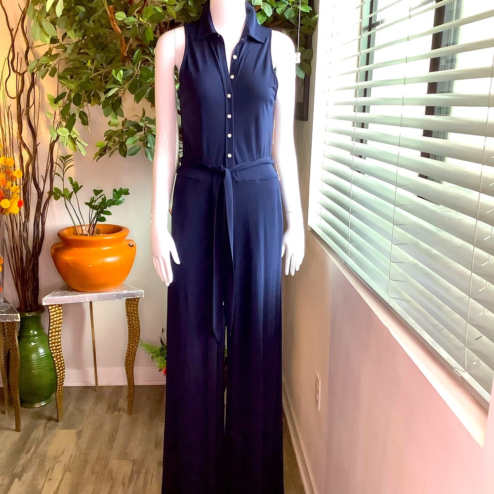 Lauren Ralph Lauren Navy Blue Sleeveless Jumpsuit